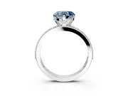 Milgrain Pave Engagement Ring Setting for Fancy Blue Heart-Shaped Center with Accent Band and Prong Head in Platinum