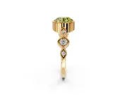 Vintage Station Engagement Ring Setting for Fancy Yellow Round Cut Center with Accents and Prong Head in Yellow Gold
