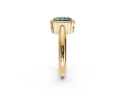 Halo Engagement Ring Setting for Fancy Green Radiant Cut Center with Tapered Plain Band and Prong Head in Yellow Gold