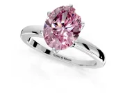 Solitaire Engagement Ring Setting for Fancy Pink Oval Center with Plain Band and Tulip Prong Head in Platinum