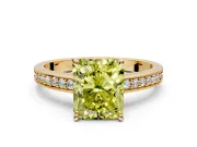 Solitaire Engagement Ring Setting for Fancy Yellow Radiant Cut Center with Channel-Set Accent Band and Prong Head in Yellow Gold
