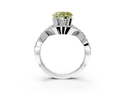 Halo Engagement Ring Setting for Fancy Yellow Heart-Shaped Center with Pave Infinity Twist Band and Prong Head in Platinum