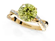 Crossover Engagement Ring Setting for Fancy Yellow Round Cut Center with Pave and Plain Strands and Prong Head in Yellow Gold