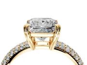 Solitaire Engagement Ring Setting for Princess Cut Center with Multi-Row Pave Accents and Basket Head in Yellow Gold