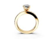 Solitaire Engagement Ring Setting for Radiant Cut Center with Channel-Set Accents and Prong Head in Yellow Gold