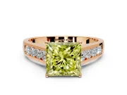 Solitaire Engagement Ring Setting for Fancy Yellow Princess Cut Center with Cathedral Channel Band and Prong Head in Rose Gold