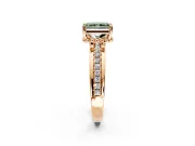 Solitaire Engagement Ring Setting for Fancy Green Radiant Cut Center with Raised Channel Band and Prong Head in Rose Gold