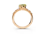 Solitaire Engagement Ring Setting for Fancy Yellow Heart-Shaped Center with Trailing Leaf Accent Band and Prong Head in Rose Gold
