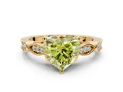 Solitaire Engagement Ring Setting for Fancy Yellow Heart-Shaped Center with Marquise and Bezel Accents and Prong Head in Yellow Gold