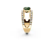 Solitaire Engagement Ring Setting for Fancy Green Cushion Cut Center with Wide-Open Split Shank and Prong Head in Yellow Gold