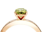 Solitaire Engagement Ring Setting for Fancy Yellow Emerald Cut Center with Channel Baguette Band and Prong Head in Rose Gold