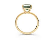 Minimalist Solitaire Engagement Ring Setting for Fancy Green Princess Cut Center with Thin Band and Prong Head in Yellow Gold