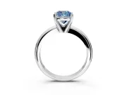 Solitaire Engagement Ring Setting for Fancy Blue Cushion Cut Center with Wire Band and Prong Head in White Gold