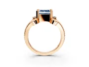 Solitaire Engagement Ring Setting for Fancy Blue Asscher Cut Center with Twisted Band and Scroll Prong Head in Rose Gold