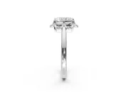 Floral Frame Engagement Ring Setting for Radiant Cut Center with Accent Clusters and Prong Head in Platinum
