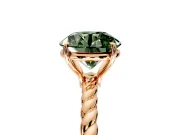 Solitaire Engagement Ring Setting for Fancy Green Round Cut Center with Plain Twisted Rope Band and Prong Head in Rose Gold