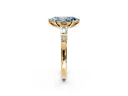 Bar-Set Engagement Ring Setting for Fancy Blue Marquise Center with Tapered Baguette Accents and Prong Head in Yellow Gold