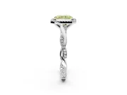 Halo Engagement Ring Setting for Fancy Yellow Radiant Cut Center with Pave and Plain Twist Band and Prong Head in Sterling Silver