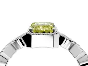 Milgrain Bezel Engagement Ring Setting for Fancy Yellow Emerald Cut Center with Marquise Stations and Bezel Head in Platinum
