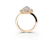 Floral Halo Engagement Ring Setting for Marquise Center with Pave Accents and Prong Head in Rose Gold