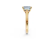 Solitaire Engagement Ring Setting for Fancy Blue Asscher Cut Center with Cathedral Band and Prong Head in Yellow Gold