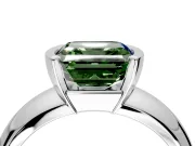 Tension Engagement Ring Setting for Fancy Green Asscher Cut Center with Wide Flat Band and Tension Head in White Gold