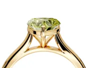 Solitaire Engagement Ring Setting for Fancy Yellow Heart-Shaped Center with Narrow Cathedral Band and Prong Head in Yellow Gold