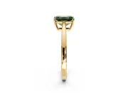 Solitaire Engagement Ring Setting for Fancy Green Emerald Cut Center with Open Cathedral Shoulders and Prong Head in Yellow Gold