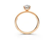 Hidden Halo Engagement Ring Setting for Pear-Shaped Center with Thin Round-Wire Band and Prong Head in Rose Gold