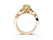 Solitaire Engagement Ring Setting for Fancy Yellow Cushion Cut Center with Marquise and Bezel Accents and Prong Head in Rose Gold