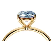 Solitaire Engagement Ring Setting for Fancy Blue Oval Center with Straight Thin Band and Prong Head in Yellow Gold