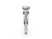 Solitaire Engagement Ring Setting for Princess Cut Center with Graduated Shared Prongs and Prong Head in Sterling Silver