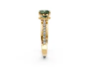 Solitaire Engagement Ring Setting for Fancy Green Cushion Cut Center with Raised Channel Band and Prong Head in Yellow Gold