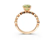 Solitaire Engagement Ring Setting for Fancy Yellow Princess Cut Center with Beaded Bezel Station Band and Prong Head in Rose Gold