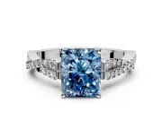 Solitaire Engagement Ring Setting for Fancy Blue Radiant Cut Center with Twisted Pave Split Shank and Prong Head in Sterling Silver