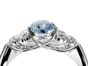 Cluster Engagement Ring Setting for Fancy Blue Pear-Shaped Center with Round Cut Accent Frame and Prong Head in Sterling Silver