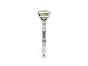 Solitaire Engagement Ring Setting for Fancy Yellow Princess Cut Center with Bamboo Band and Prong Head in Platinum