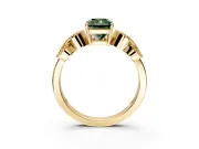 Leaf Engagement Ring Setting for Fancy Green Princess Cut Center with Milgrain Accent Band and Prong Head in Yellow Gold