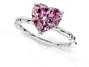 Solitaire Engagement Ring Setting for Fancy Pink Heart-Shaped Center with Bamboo Band and Prong Head in Sterling Silver