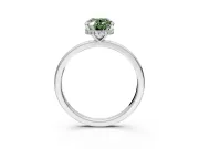 Hidden Halo Engagement Ring Setting for Fancy Green Oval Center with Plain Band and Tall Prong Head in Platinum