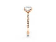 Solitaire Engagement Ring Setting for Radiant Cut Center with Fine Pave Band and Prong Head in Rose Gold