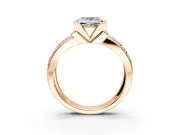 Bezel Engagement Ring Setting for Princess Cut Center with Wide Channel-Set Band and Bezel Head in Rose Gold