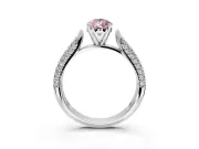 Solitaire Engagement Ring Setting for Fancy Pink Pear-Shaped Center with Multi-Row Accents and Prong Head in Platinum