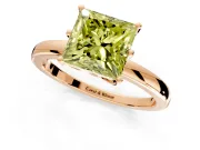 Solitaire Engagement Ring Setting for Fancy Yellow Princess Cut Center with Plain Band and Tulip Prong Head in Rose Gold