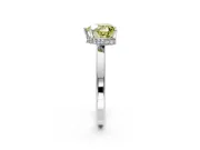 Hidden Halo Engagement Ring Setting for Fancy Yellow Heart-Shaped Center with Wide Flat Plain Band and Prong Head in White Gold