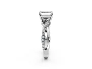 Solitaire Engagement Ring Setting for Asscher Cut Center with Half-Pave Crossover Band and Prong Head in Sterling Silver