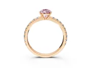 Solitaire Engagement Ring Setting for Fancy Pink Pear-Shaped Center with Large Accent Band and Prong Head in Rose Gold