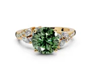 Solitaire Engagement Ring Setting for Fancy Green Round Cut Center with Marquise Accent Twist Band and Prong Head in Yellow Gold