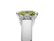 Solitaire Engagement Ring Setting for Fancy Yellow Emerald Cut Center with Wide Band, Pave Collar and Prong Head in Sterling Silver