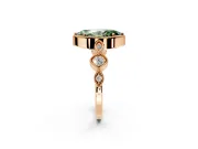 Vintage Station Engagement Ring Setting for Fancy Green Marquise Center with Accents and Prong Head in Rose Gold